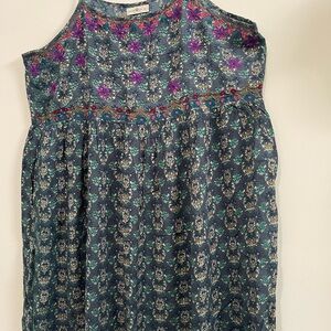 Natural Life Blue Floral Embroidered Top